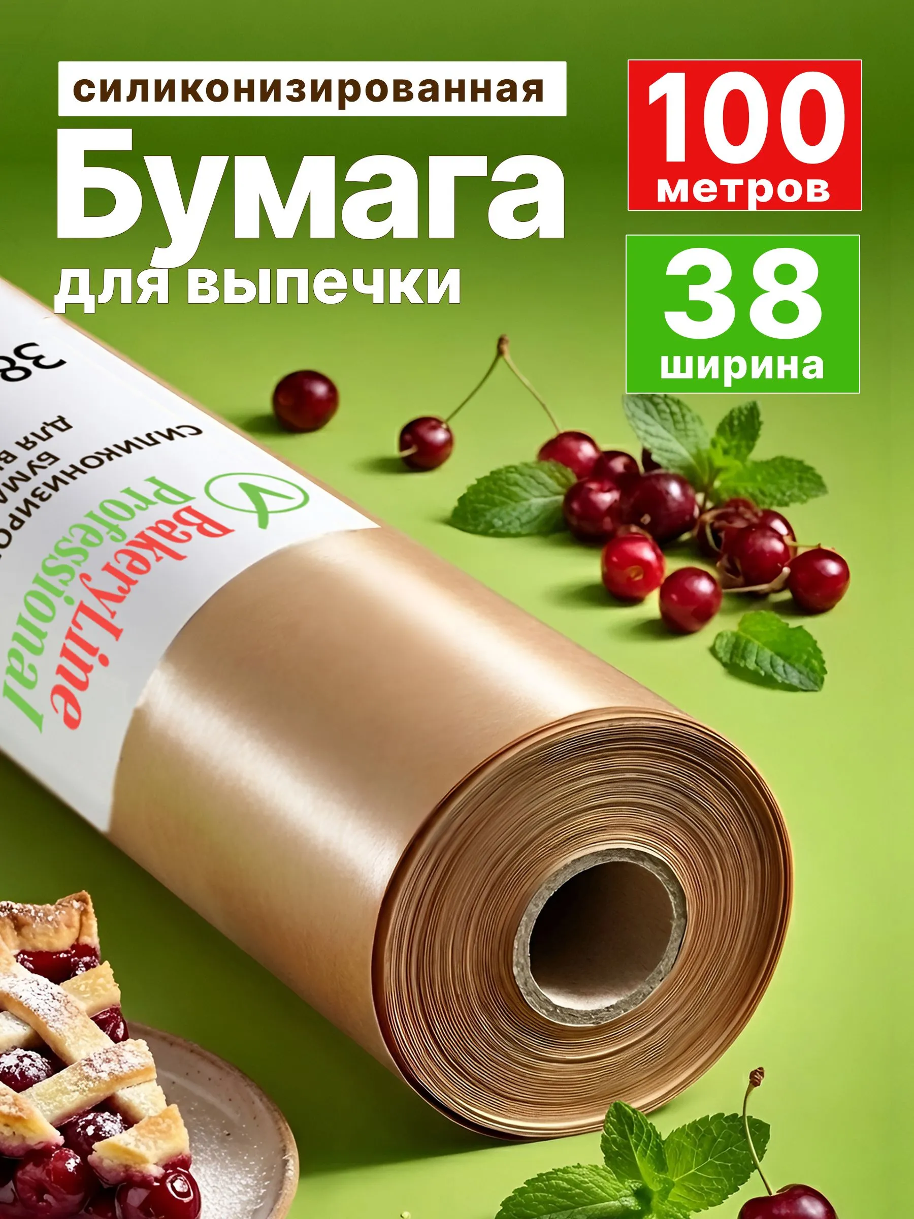 Бумага для выпечки Bakery Line 38см х 100м (коричневая), т/у
